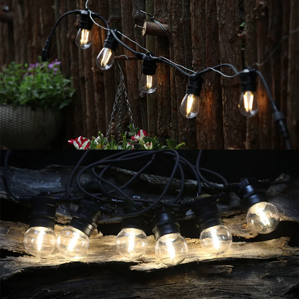 10M Led String Kabel Commerciële Kwaliteit Waterdicht Met E27 Stopcontacten Voor Outdoor Vakantie Slinger Tuin Bruiloft Verlichting