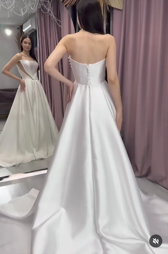 Trouwjurken 2026 Aanpassen Aan Maatregelen A_line Vloerlengte Eenvoudige Plooi Lieverd Voor Vrouwen Satijn Elegante vestidos de novia