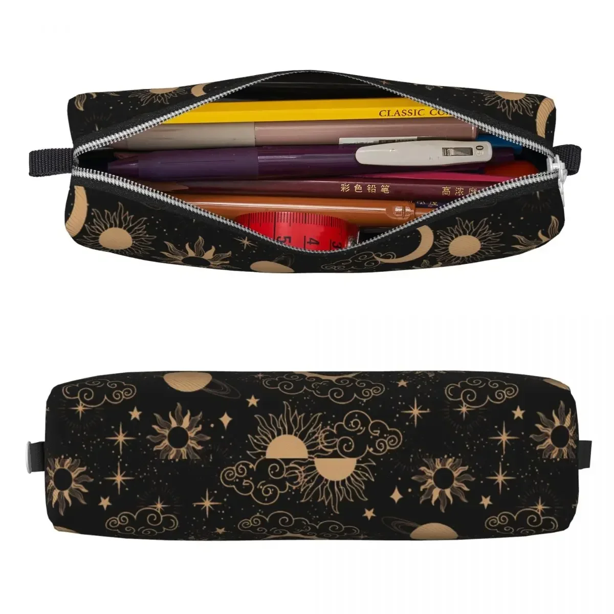 Sun Moon Galaxy Pencil Case Celestial Space School Pencil Cases PU Leather Child Lovely Big Pencil Box School Stationery