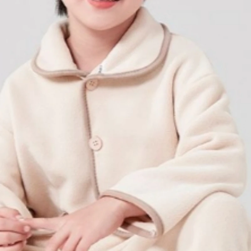 Boys Pajamas Polar Fleece Boys Pajamas Autumn and Winter Double sided Thickened Warming Solid Long-sleeved Set