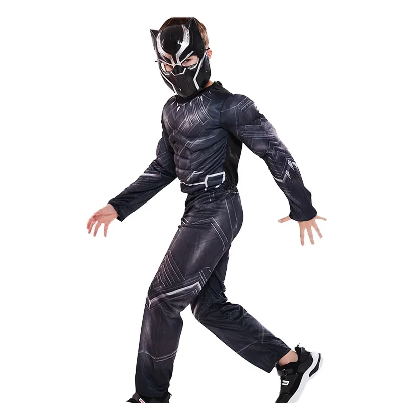 SN55Carnival Bambini Muscle Black Panther Costumi Cosplay Maschera attaccata Ragazzi Ragazze Festa in maschera Senza stivali @ 54WE