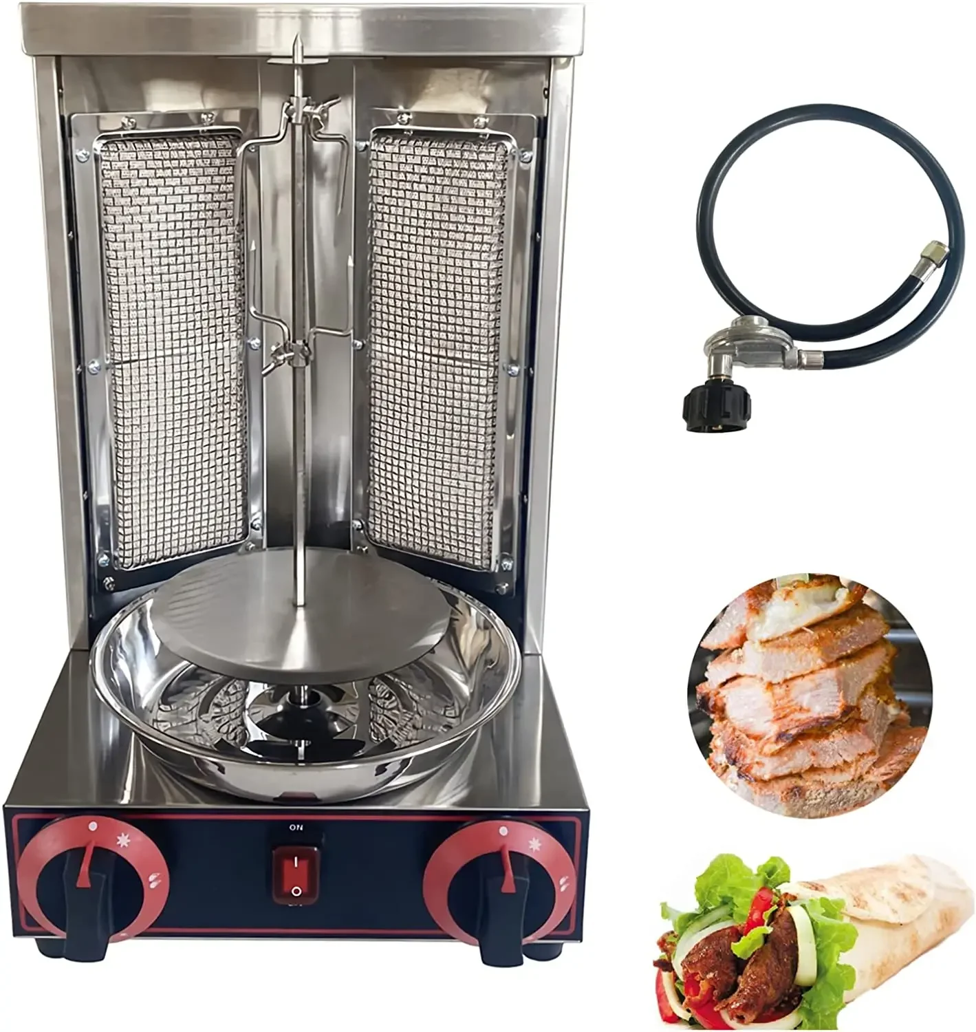 Commercial 2 Burner Shawarma BBQ Meat Machine Vertical Kebab infrared rotating barbecue Gas Grill Middle East Rotisserie