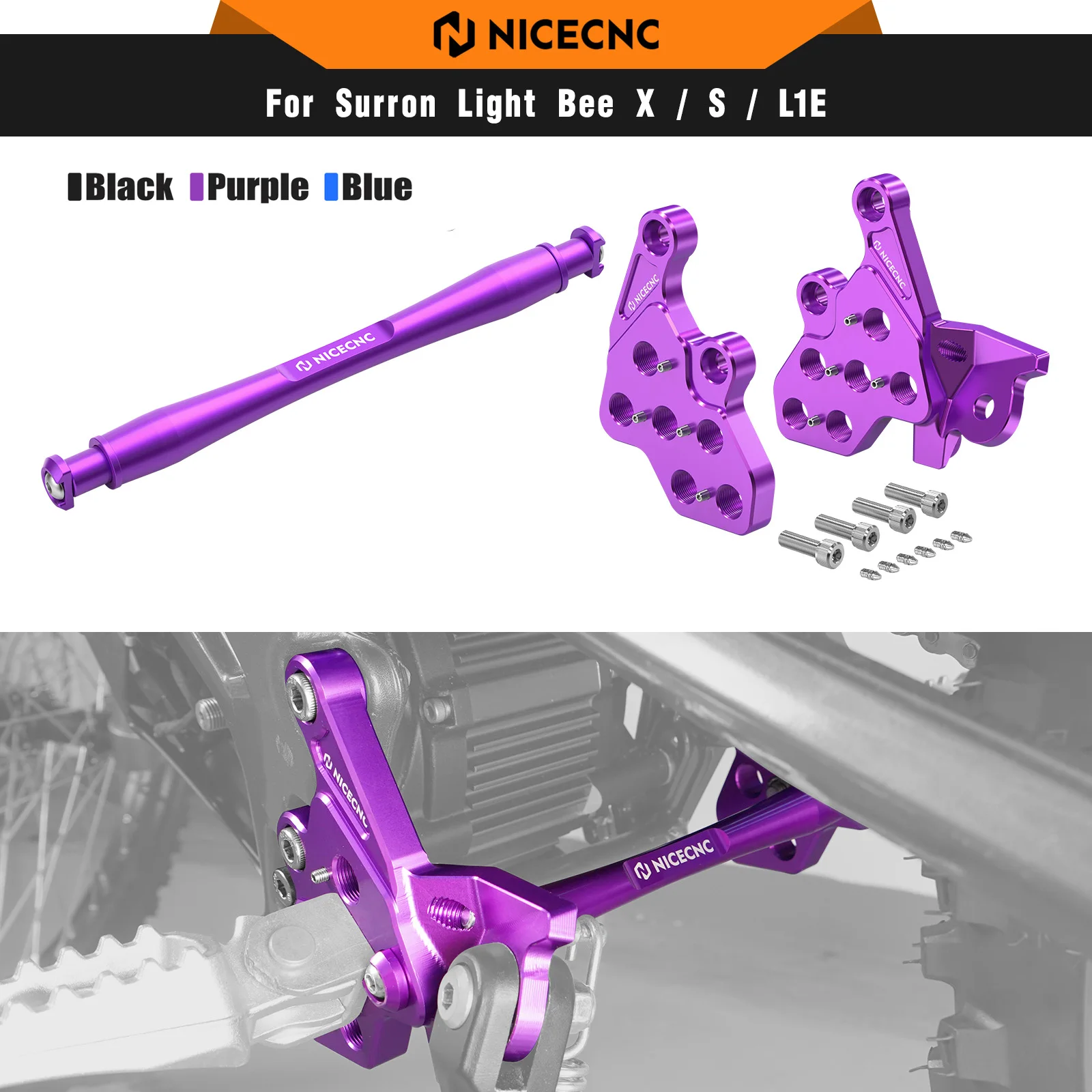 

NICECNC For Surron Light Bee X S L1E Electric Dirt Bike 2024 2025 Foot Pegs Footrest Bracket Support Brace For Segway X160 X260
