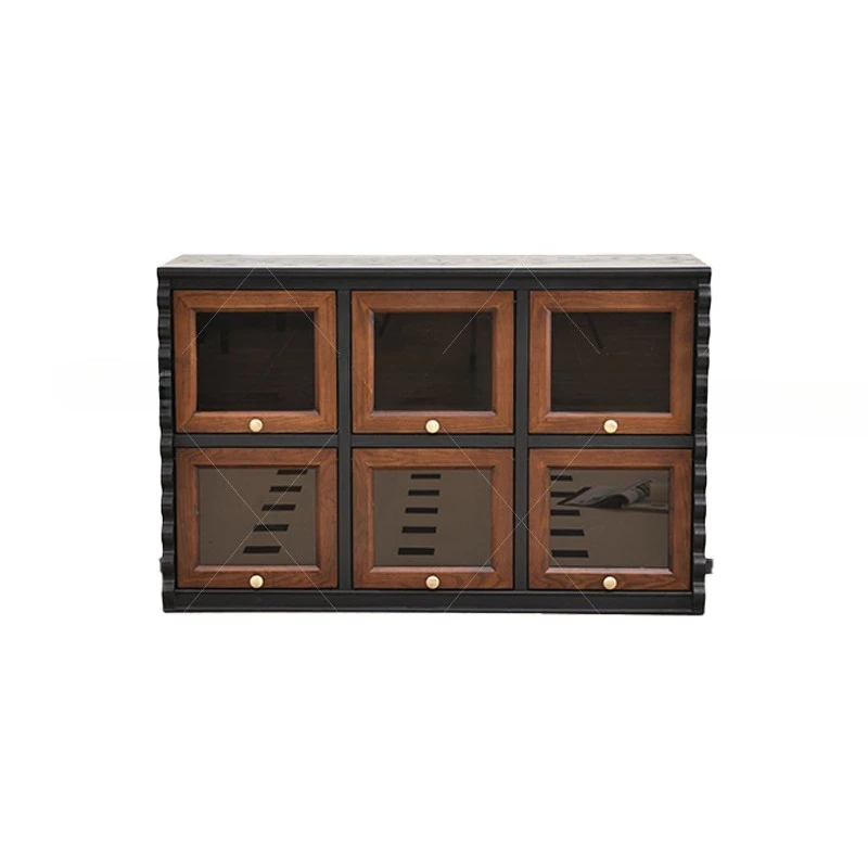 

Retro Chess Qiao Cabinet Floor-to-ceiling medieval combination TV cabinet Carmen living room display cabinet Solid wood storage