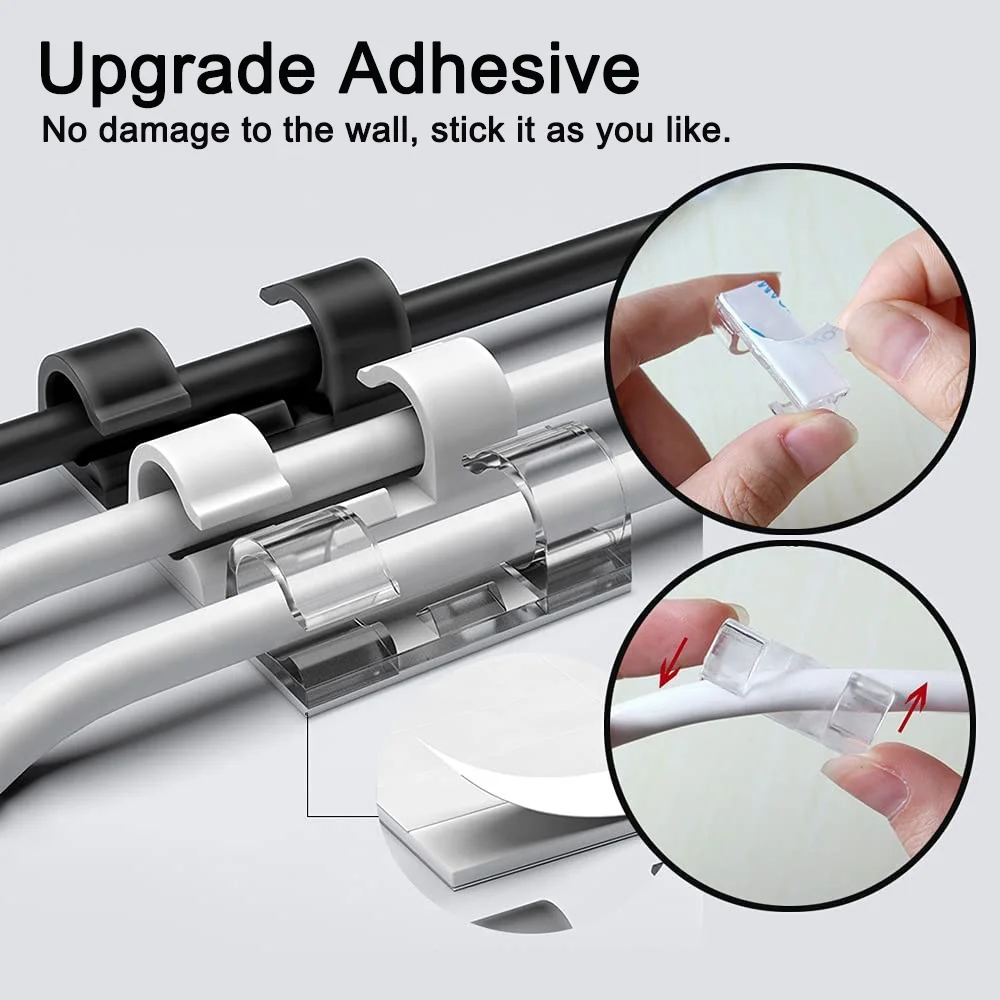 Cable Clips Organizer Drop Wire Holder Cord Management Self-Adhesive Cable Manager Fixed Clamp Wire Winder For Home Office Car