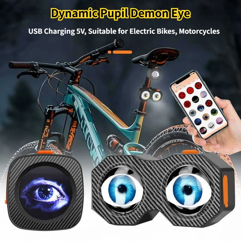 Devil Eye LED Lamp for Bicycle/Motorcycle/Car Customizable Dual-Screen Decorative Light for Trailer Electric Bike Accessori T4S1 view 3