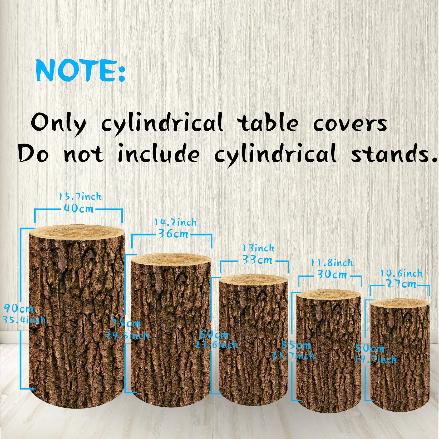 Wood Bark Texture Cylinder Pedestal Covers,Wild Animal Pattern Cylindrical Covers,Birthday Party Cake Dessert Table Decoration