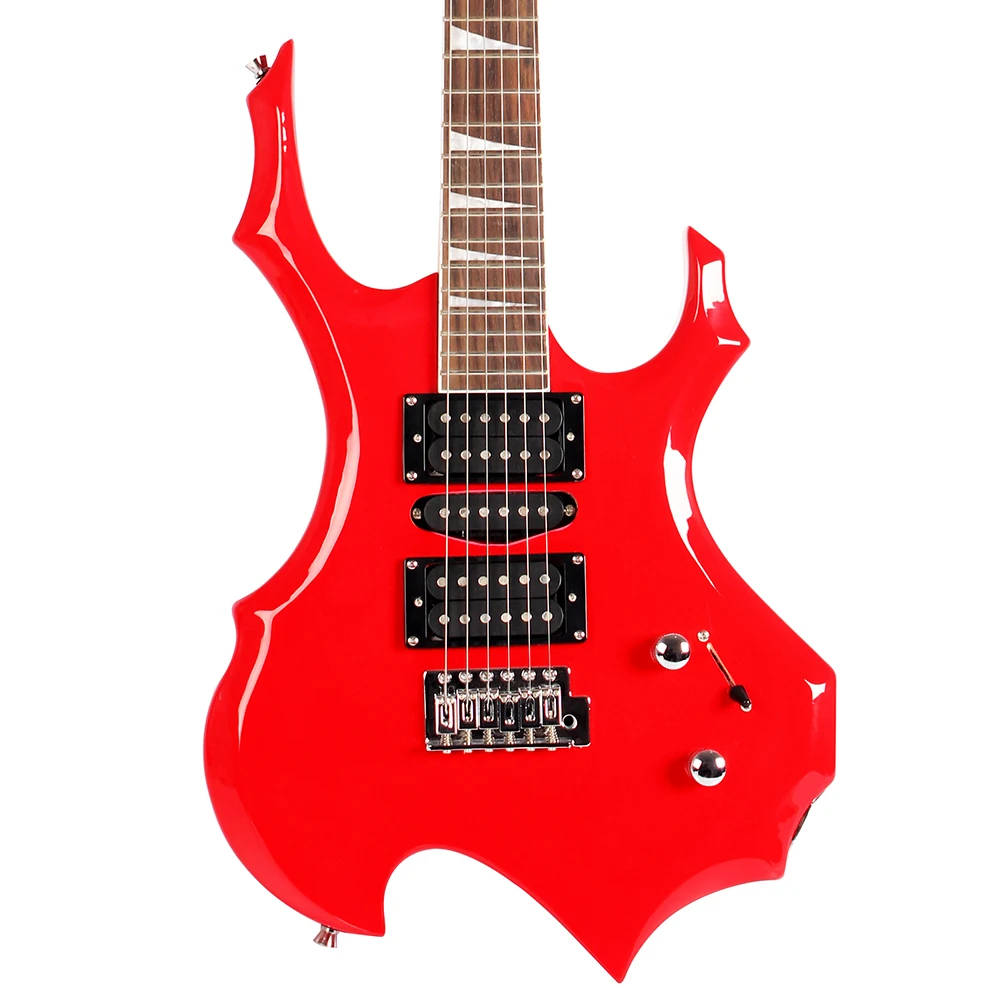 IRIN Red Electric Guitar 24 Frets Maple Neck Flame Electric Guitar Set with Picks Amp Strap Guitar Accessories