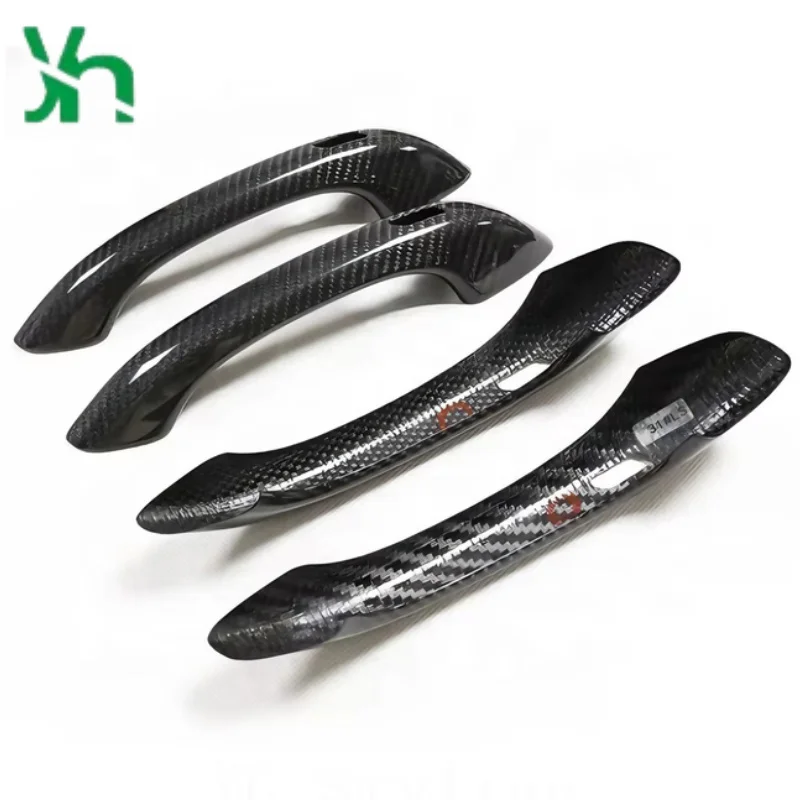 غطاء مقبض باب من ألياف الكربون الحقيقية لملحقات مقبض باب بورش ماكان كايين الخارجية #4