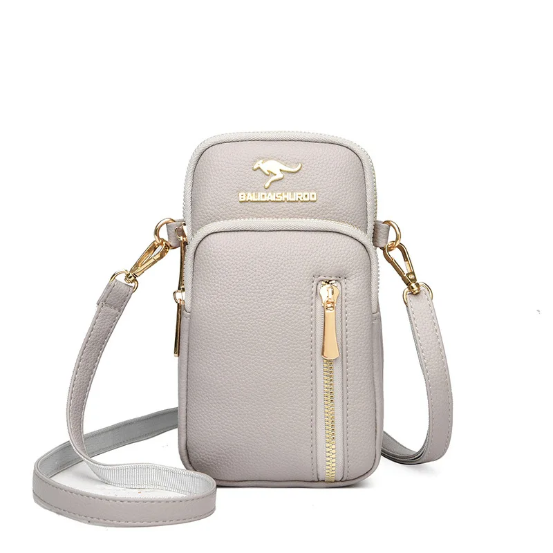 Shyaa 2023 New Women\'s Mini Phone Bag Simple and Versatile One Shoulder Crossbody Bag Soft Leather IPhone14 Small Change Bag