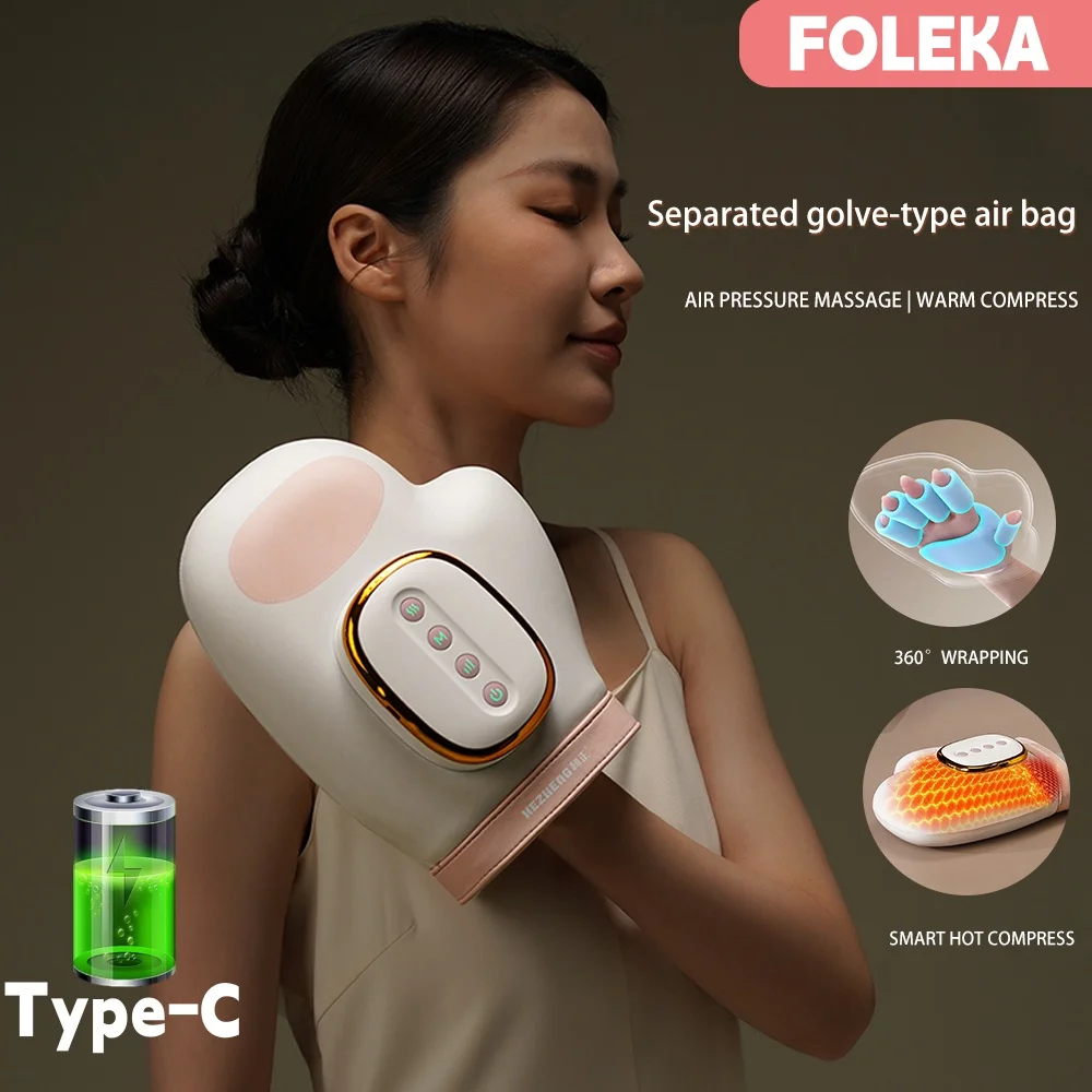 

Electric Hand Massager ｗith Airbag Compression Warm Heating Cordless Glove Massager Application for Palm Finger Relaxation Gift