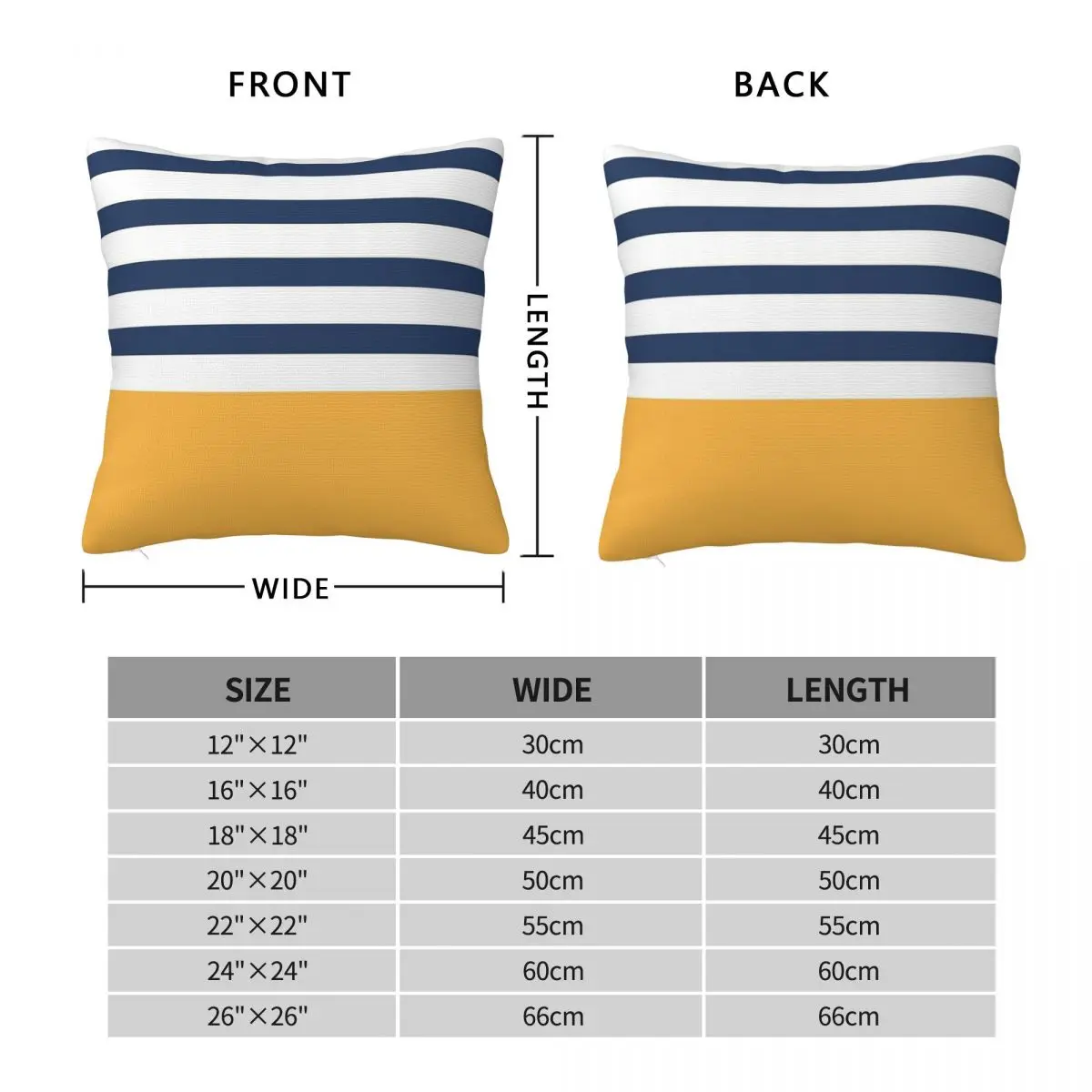 Blue White Stripes Yellow Square Pillowcase Polyester Linen Velvet Creative Zip Decorative Throw Pillow Case Sofa Cushion Case