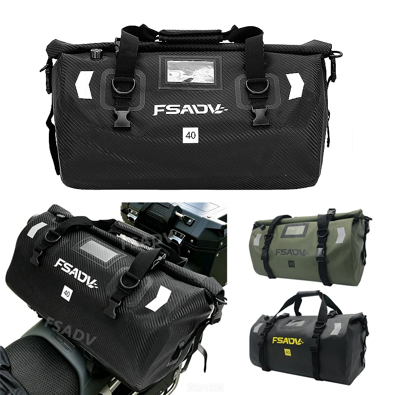 40L/66L Motorbike Luggage Backpack Motorcycle Seat Bag Motorcycle Waterproof Tail Bag Travel Outdoor Dry Luggage Roll Pack Bag