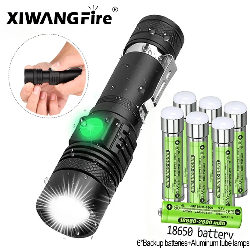 Outdoor Tactical Zoom Camping Waterproof Flash Light Aluminum Alloy Portable Torch Powerful LED Flashlight USB ReChargeable