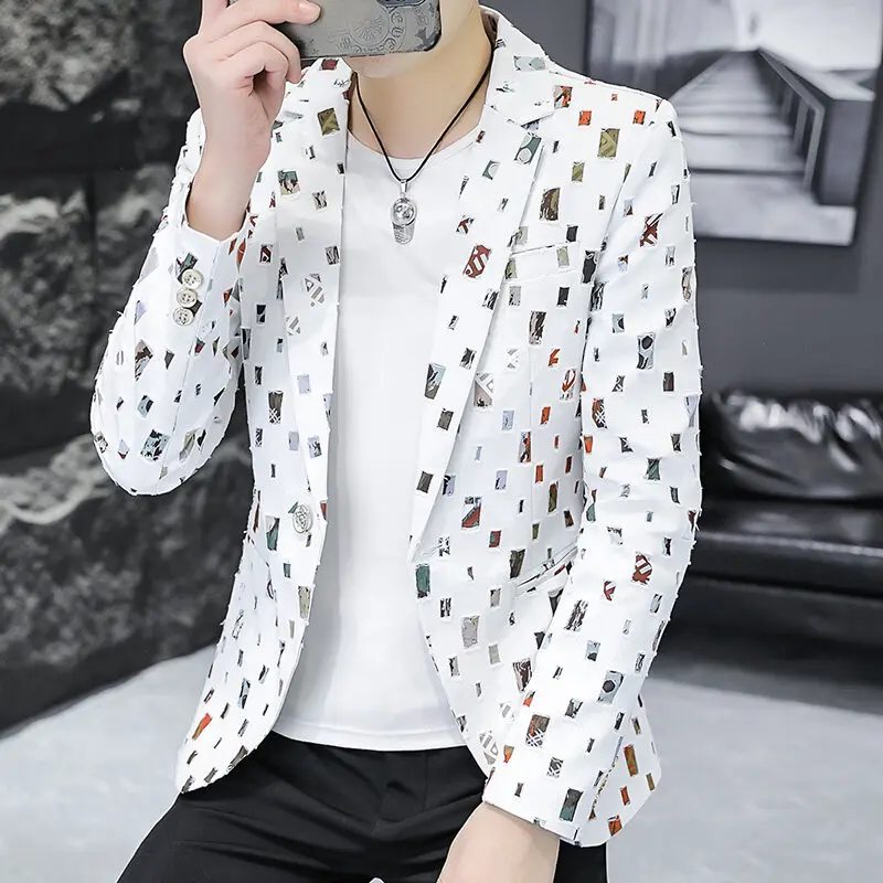 2025 Men Blazer Fashion Handsome men's casual suit Korean Version Slim Boutique Business Leisure Four Seasons coats single west