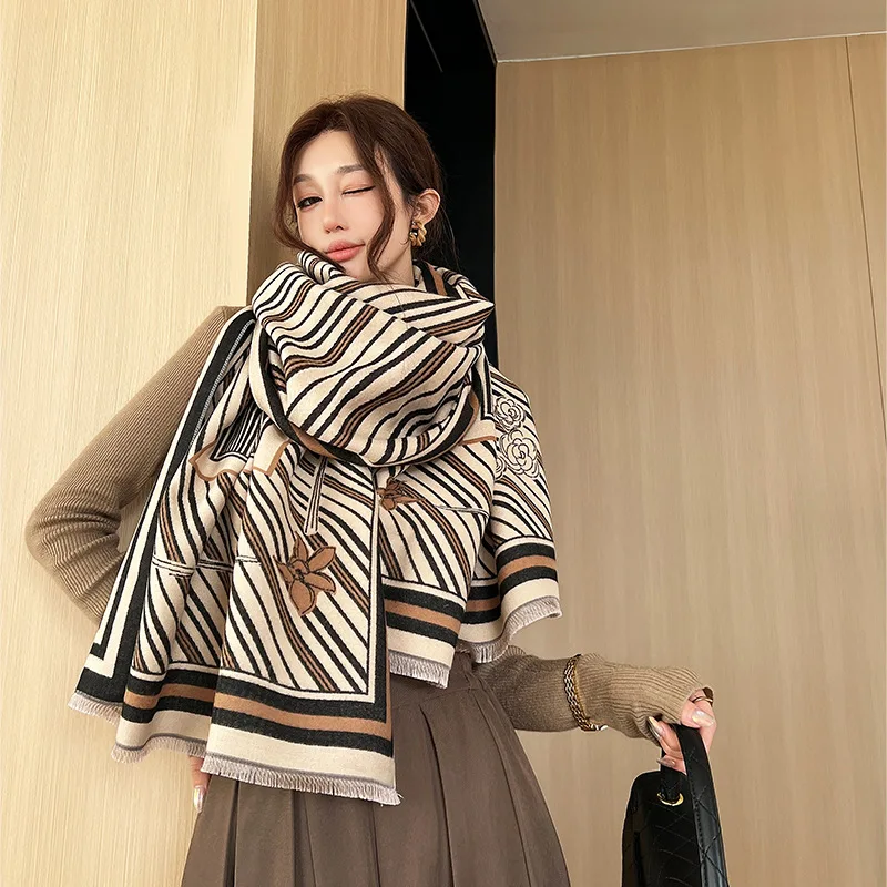

HNHFScarf Women Hijab Casual Keep Warm Acetate Winter Scarf Winter