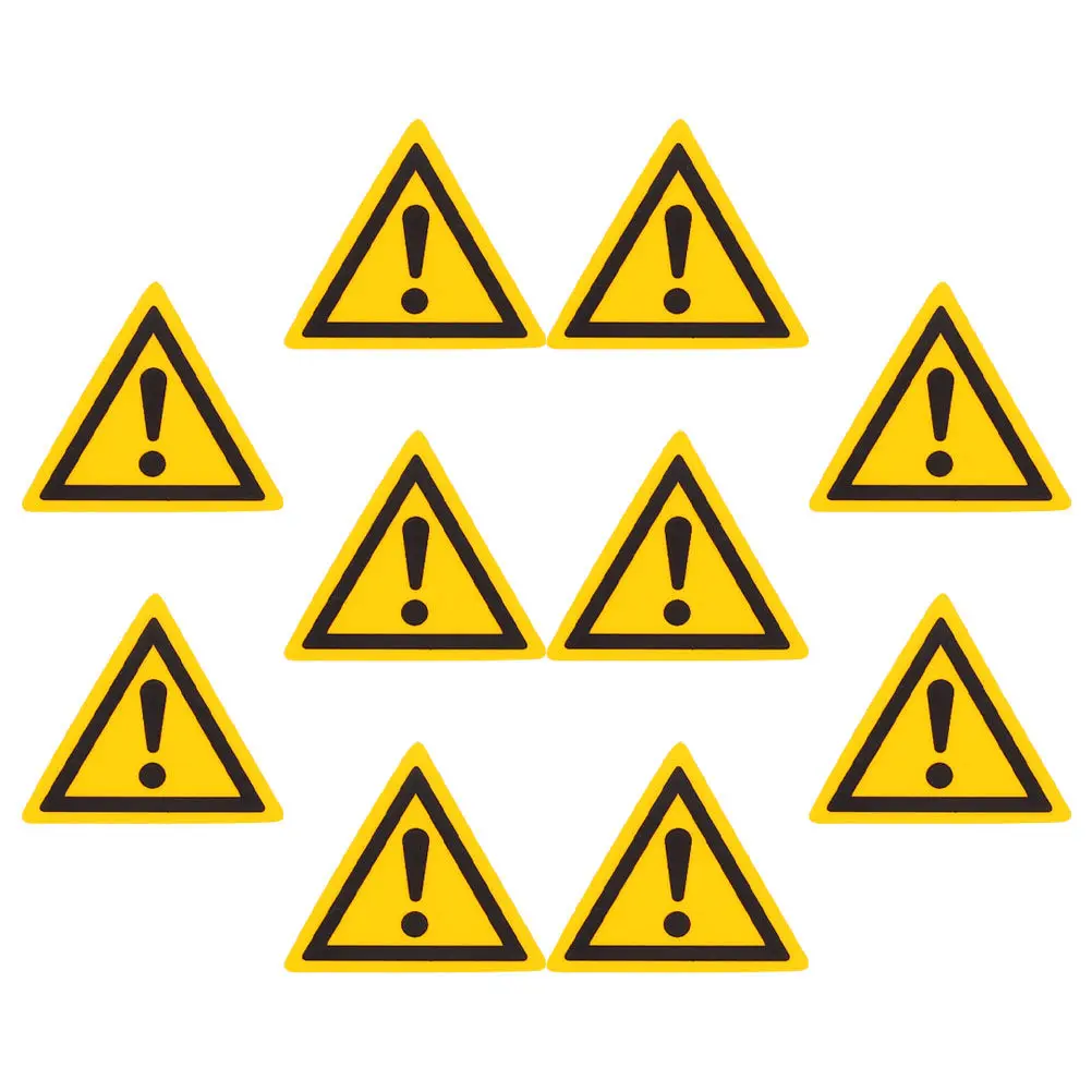10Pcs Safety Warning Stickers Exclamation Mark High Visibility Yellow Caution Signs for Industrial Workplace Equipment Safety