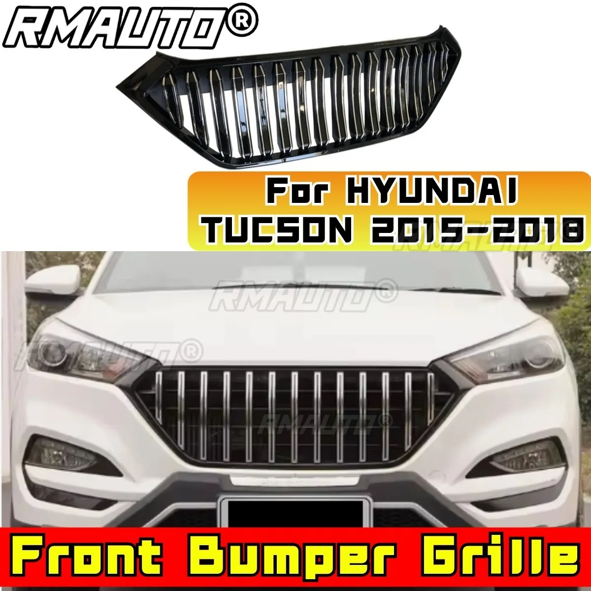 For HYUNDAI TUCSON Bumper Grill Racing Grills Car Front Grille Grillg Exterior Part For HYUNDAI TUCSON 2015-2018 Car Accessories