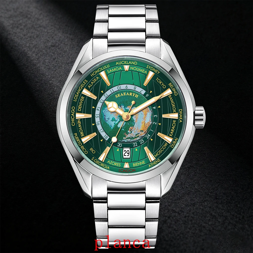 Reloj de pulsera mecánico luminoso de 41 mm con movimiento automático NH35 Reloj de hombre de cristal de zafiro