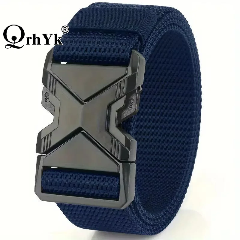 Durable Multi Function Men's Canvas Belt Thickened Breathable Quick Release Waistband Outdoor Workwear Belt