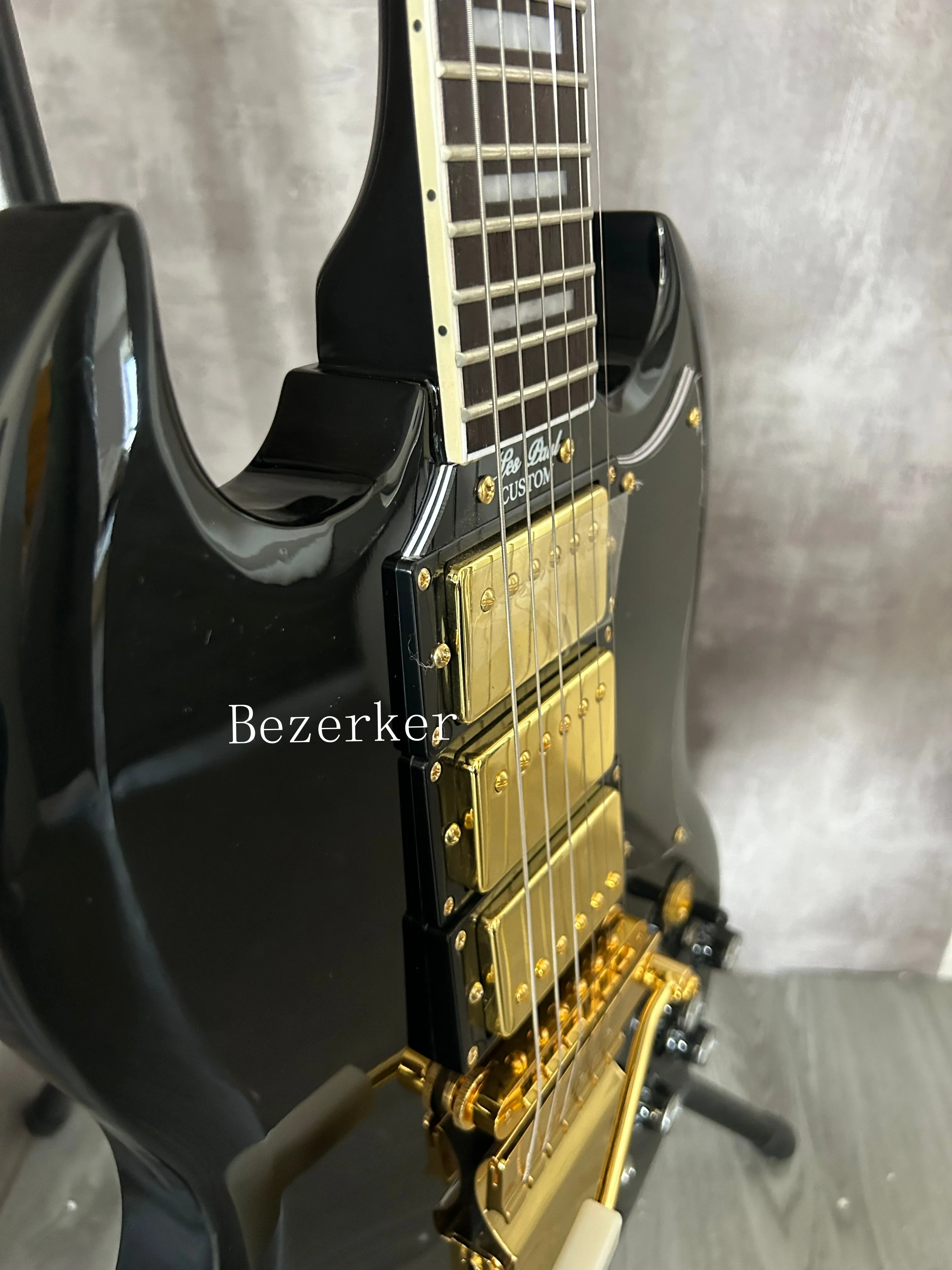 Custom SG Electric Guitar Gold Hardware Mahogany Body Rosewood Fretboard Black ABR-1 Bridge