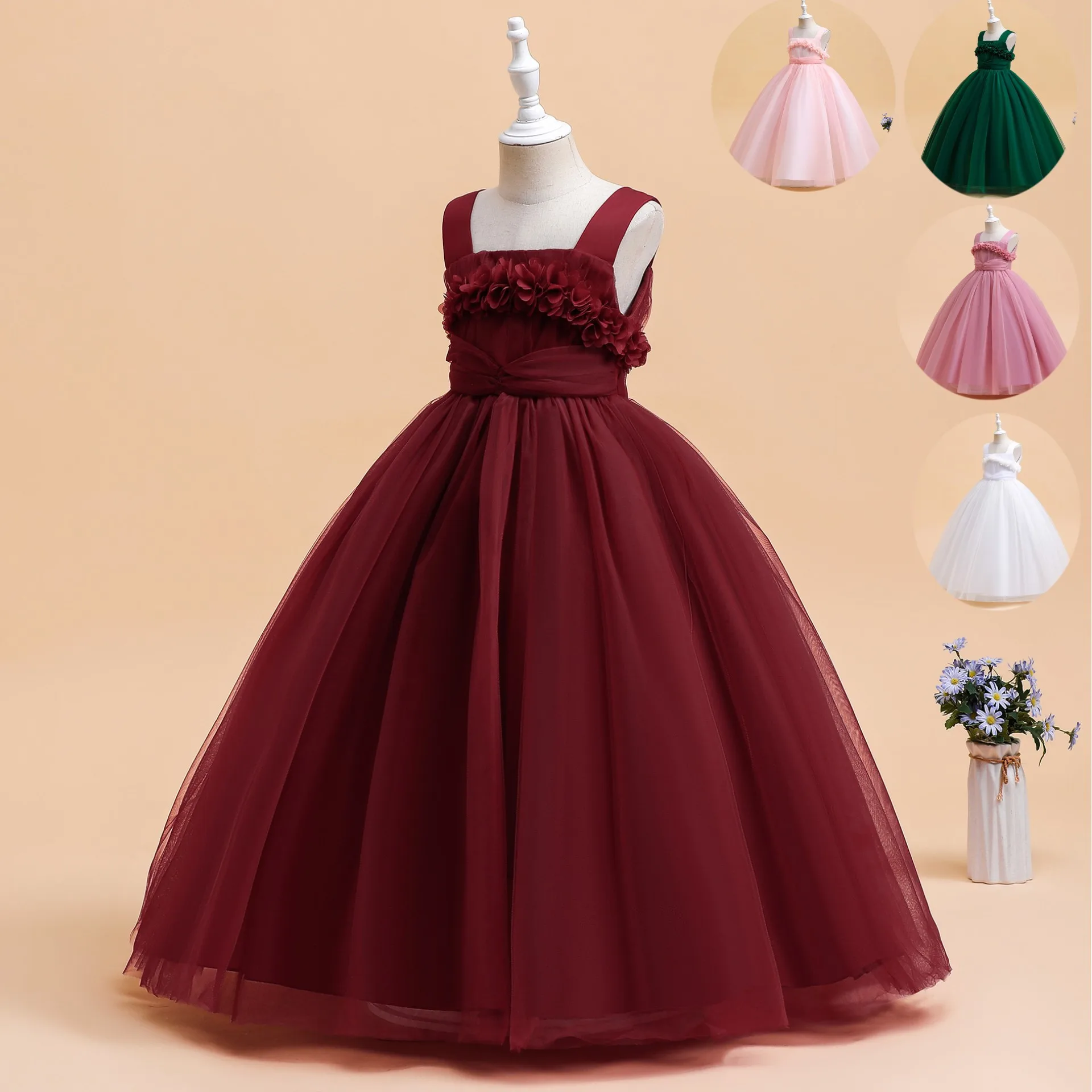 Long Extra Luxury Christmas Ceremonies Dresses Tulle Mesh Vestidos De Gala Vestido Adolescente 12 Años Robe Ceremonie Fille