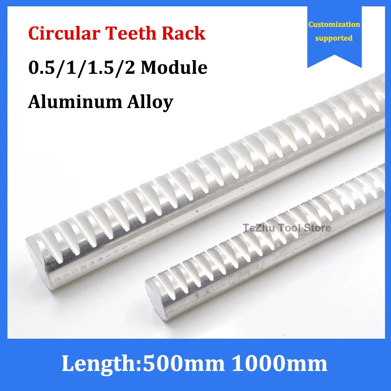1pc Aluminum Alloy Rack Gear 0.5/1/1.5/2 Module Circular Teeth Drive Rack Guide Length 500mm 1000mm Gear Rack
