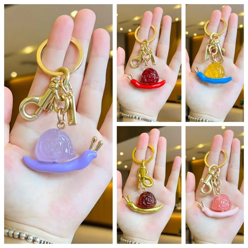 Bag Charm Snail Shaped Simulation Pendant Decoration Anti-Lost Resin Snail Keyring Trinket Multi-Functional