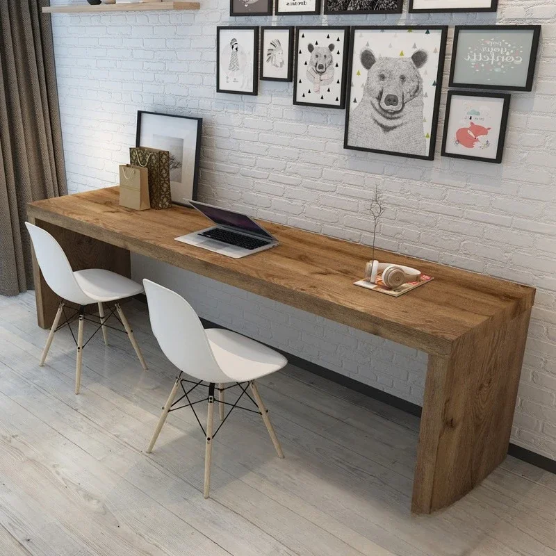 Solid wood double desk study home writing desk simple office computer desk