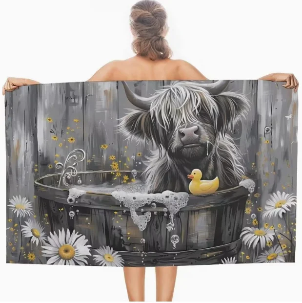 Blue Striped Beach Towel Quick Dry Soft Absorbent Travel Towel_voghion.com