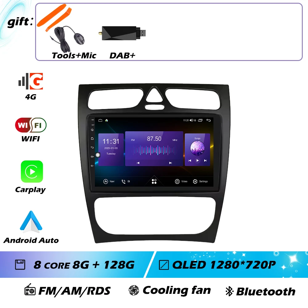 Voor Mercedes-Benz EEN W168 C W203 G W463 Vaneo Vito Viano CLK Klasse C209 Android GPS Autoradio Multimedia Video speler Carplay 4G