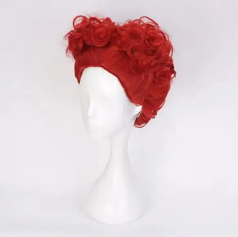 Anime Alice in Wonderland The Red Queen Red Short Curly Wig Cosplay Costume Heat Resistant Synthetic Hair Women Cosplay Wigs