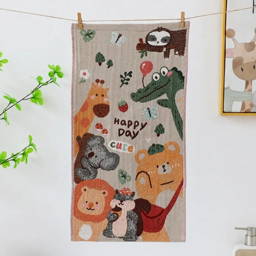 25x48cm Large Hand Towel Cartoon 4 Layer Cotton Gauze Kitchen Towel Quick Dry Decorative Pure Cotton Dish Cloth Home Restaurant