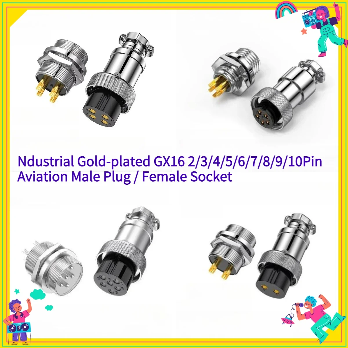 1Set GX16 2/3/4/5/6/7/8/9/10 Pin Male & Female 16mm Metal Circular Aviation Connector Socket Plug 2PIN 3PIN 4PIN 5PIN 6PIN 7PIN