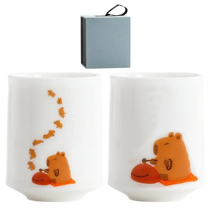 

Ceramic Tea Cup Coffee Cup with Hand Painted Capybara Pattern Sturdy and Reduces Spills Tea Cup Set for Capybara Tea Lovers