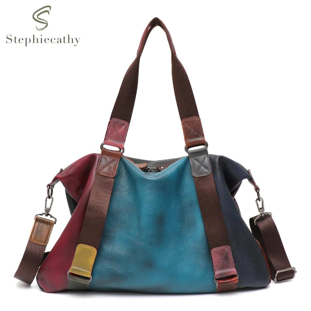 SC qualità fatta a mano Borsa a tracolla in vera pelle donne Retro colore spruzzato Tote oversize grande capacità Cross body viaggio quotidiano