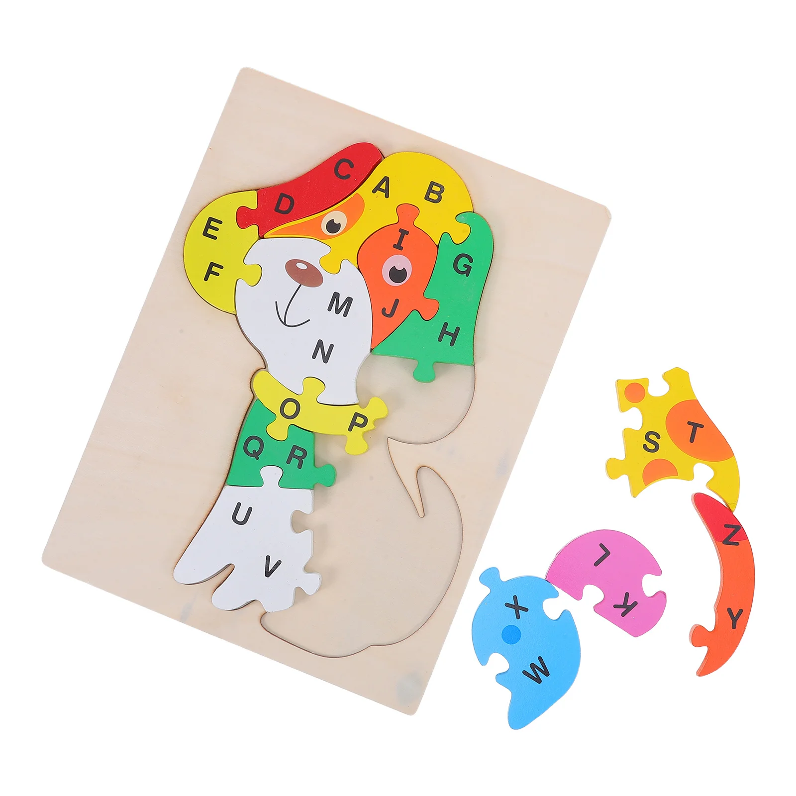 1 セット木製アルファベット犬パズルカラフルな Abc 学習幼児向け就学前早期教育モンテッソーリ文字ジグソーパズルポータブル