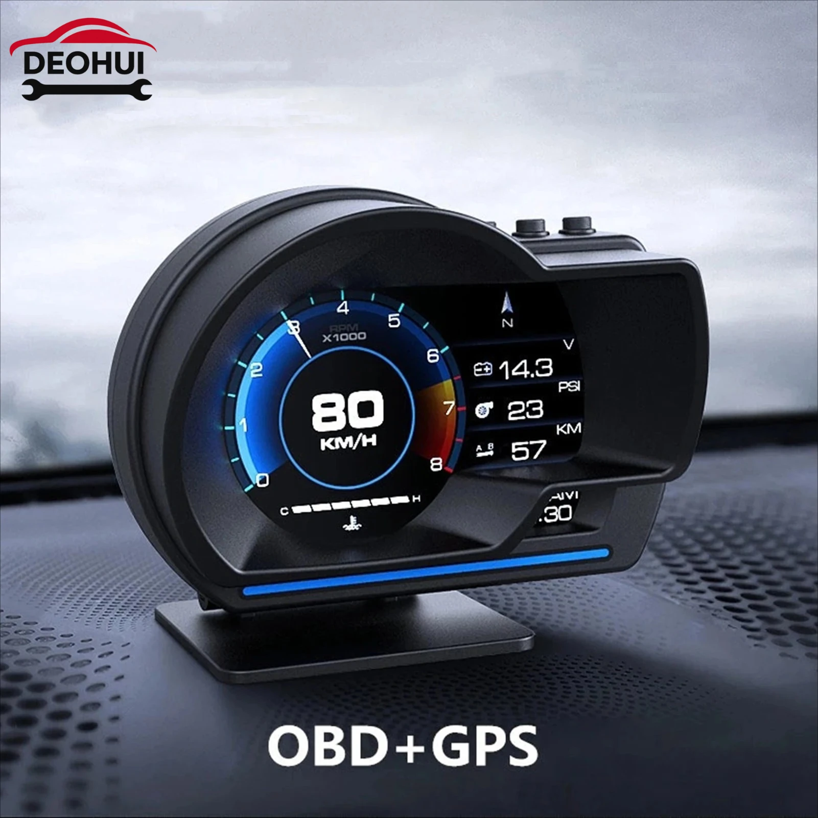 

Цифровой проекционный дисплей OBD2 + GPS Предупреждение о скорости Проекционный дисплей Умный датчик Автомобильный HUD Спидометр Turbo RPM Сигнализация для автомобиля Грузовик