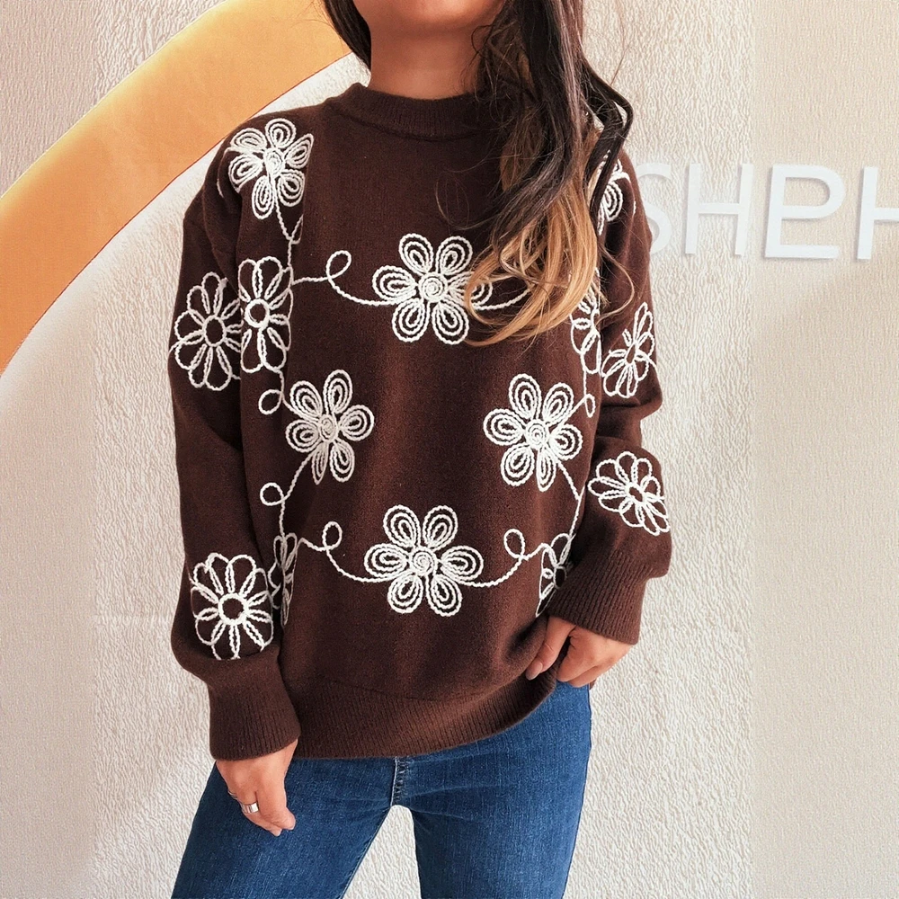 

Women's Body Fit Long Sleeve round Neck Sweater Pure Color Casual Autumn Winter Top Fashion Clothes Straight Sleeve