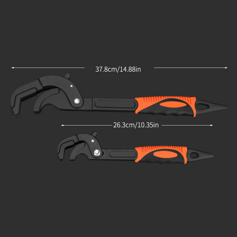 Multi functional large opening self-locking quick pipe clamp wrench 2-piece set