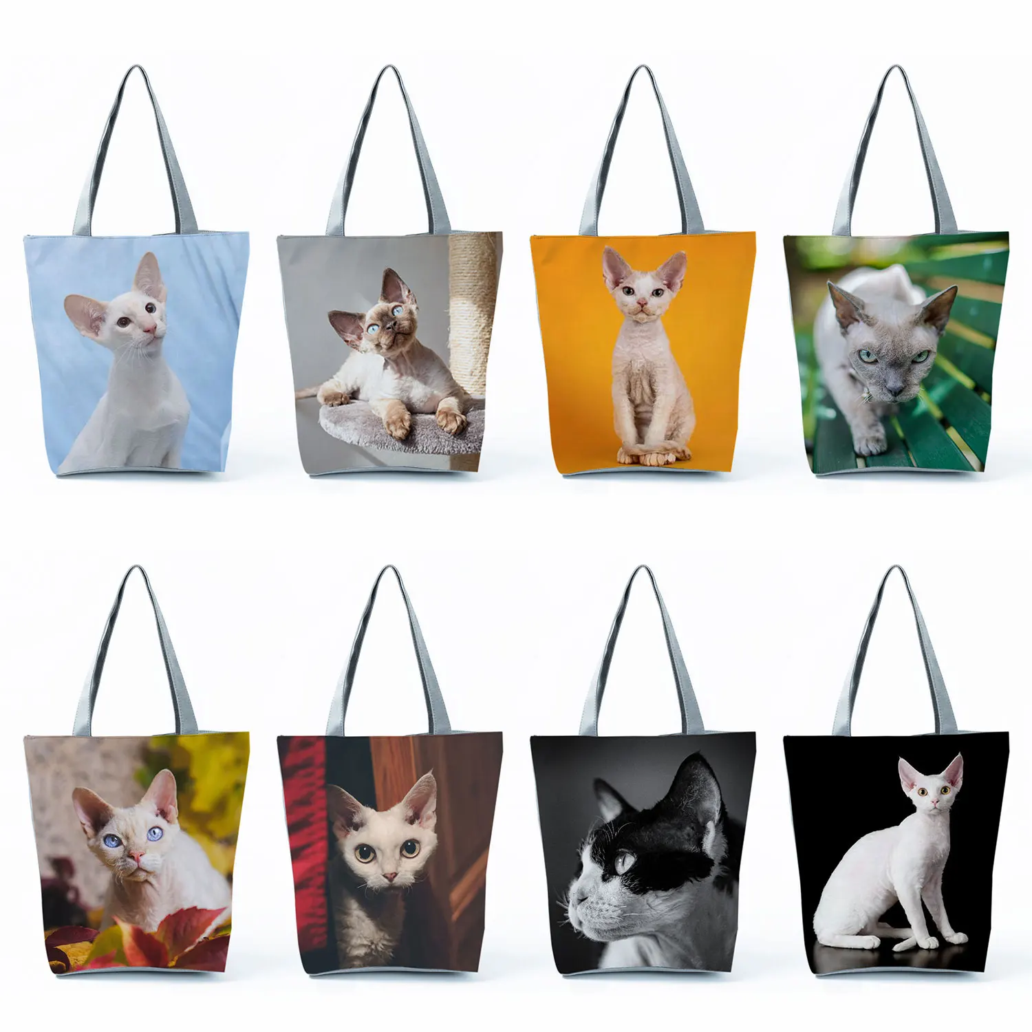 Cute German Cat Print Handbags High Capacity Casual Women Totes Kawaii Animal Catkeeper Shopping Bags Travel Portable Beach Bags