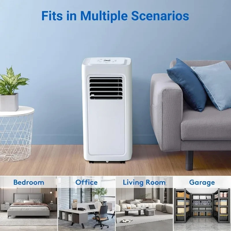 Aire acondicionado portátil, unidades de CA portátilesCooler con control WiFi/pantalla LED/temporizador 24 horas, kit de instalación para el hogar, la oficina