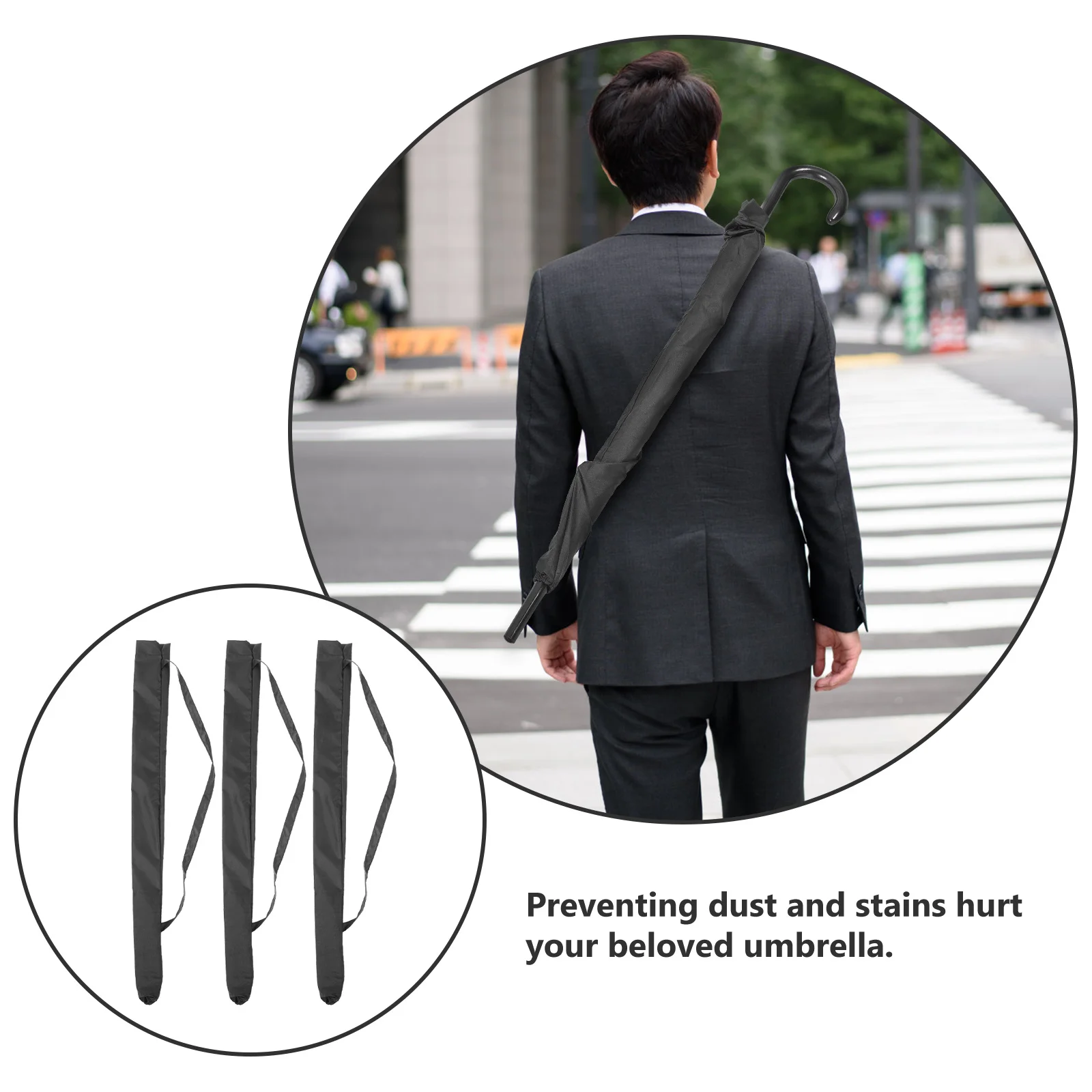 Bolsa de cubierta de paraguas a prueba de lluvia, bolsa de almacenamiento impermeable con mango largo, Protector de viaje portátil para uso en exteriores, 3 uds.