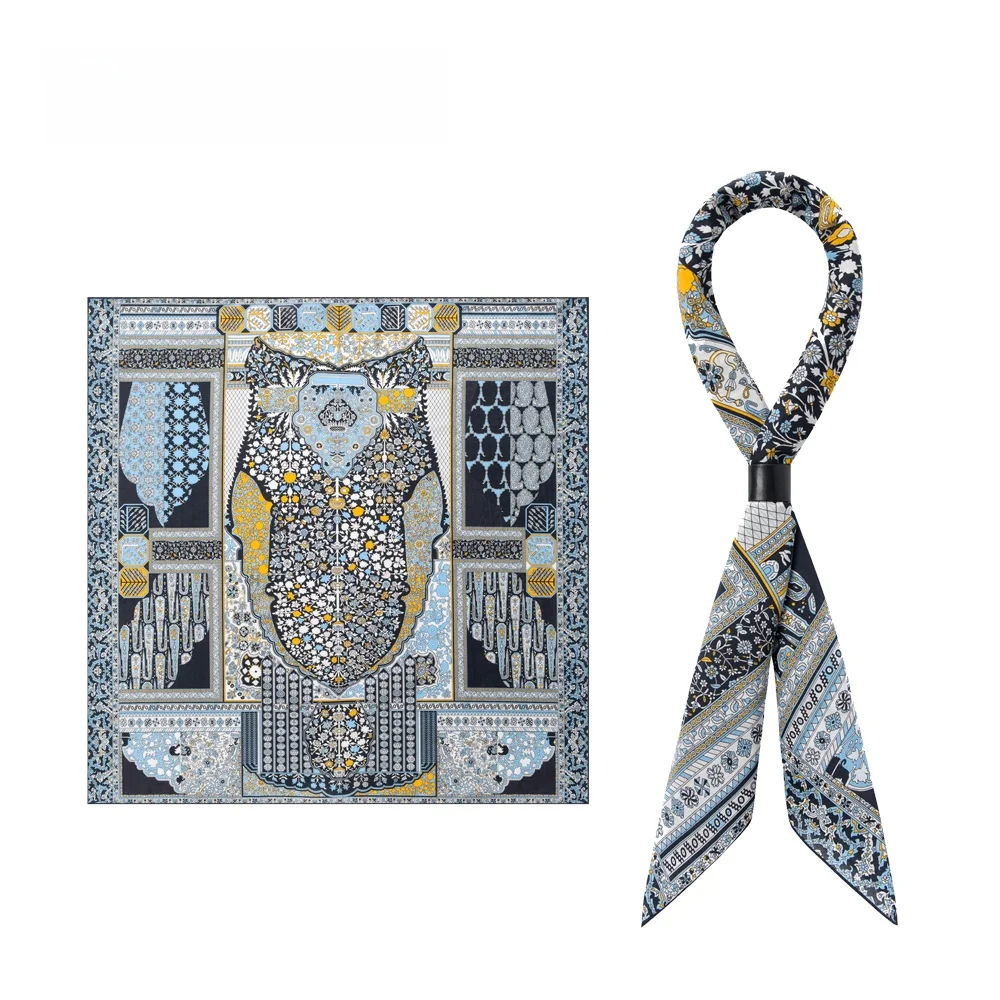 エレガントなシティボーイシルクコットン-スカーフセット-メンズ-ソフトスクエアスカーフ-ボタン付き-多用途-春秋冬-幾何学模様-ユニセックス