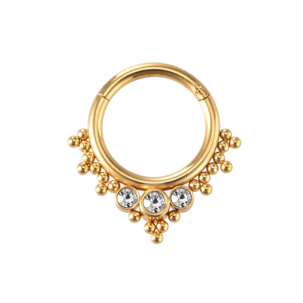 1pc Solder Ball Rhinestone Nose Septum Ring For Women Stainless Steel Eyebrow Ring Stud Vintage Elegant Cartilage Helix Hinged