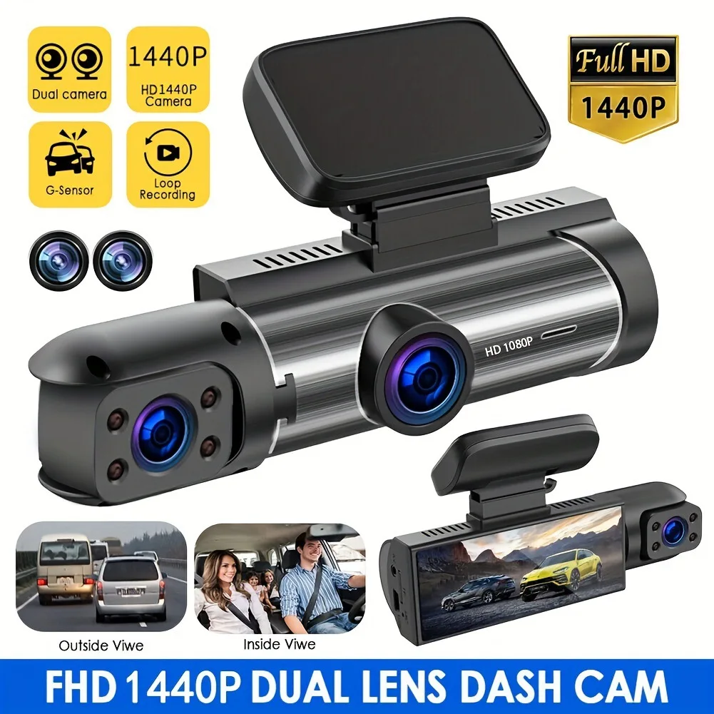 

32G Zinc Alloy High Definition Dual Record Driving Recorder Dual Lens Front And Inside Car Video HD 1080P With Reversing Image