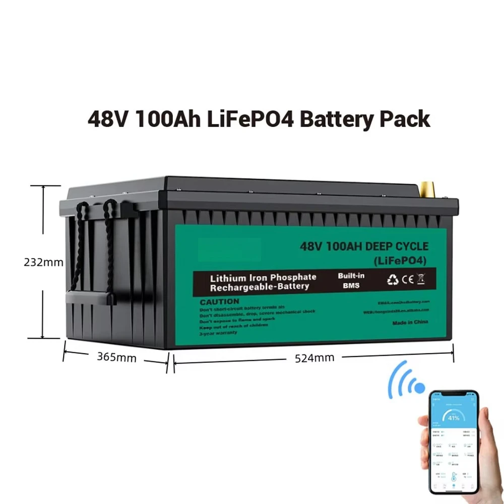Custom 12V-48V Rechargeable Lithium Ion Battery Pack Lifepo4 Solar for RV Marine Golf Cart-High Capacity 100Ah-600Ah