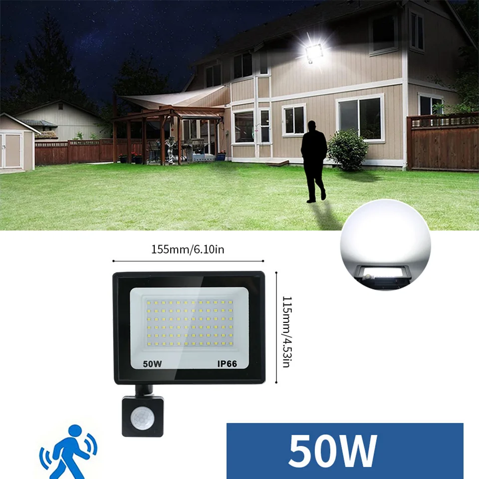 NONE LED Flutlicht Bewegungs sensor ac220v ac110v 10w-300w wasserdichter Außen projektor Außen scheinwerfer Außen lampe Wand reflektor 4