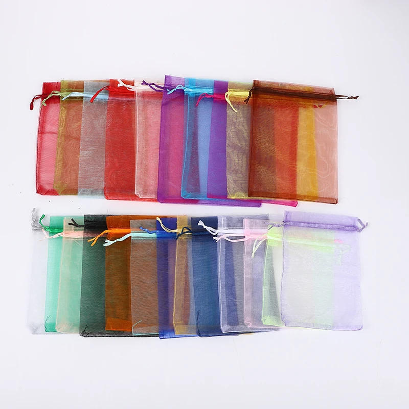 100pcs/lot Drawstring Organza Bags 9x12cm 3.5x4.7 inches Customizable for Wedding Jewelry Candy Packaging Birthday Party Gifts