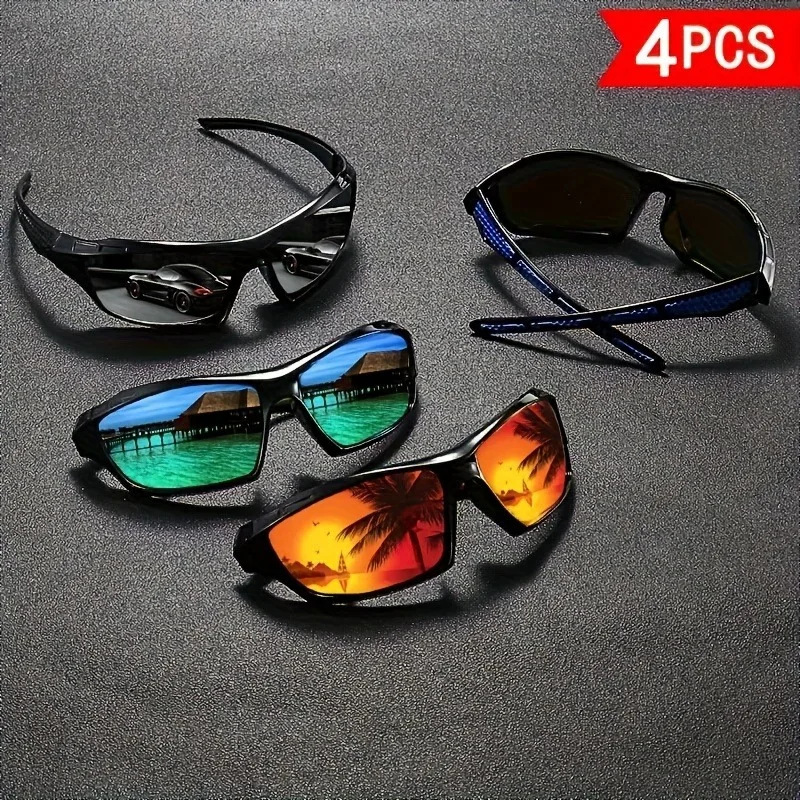 4 Pairs of Fashionable Colored Lens Glasses, Suitable for Daily Wear and Photography - Ideal Gift Choice